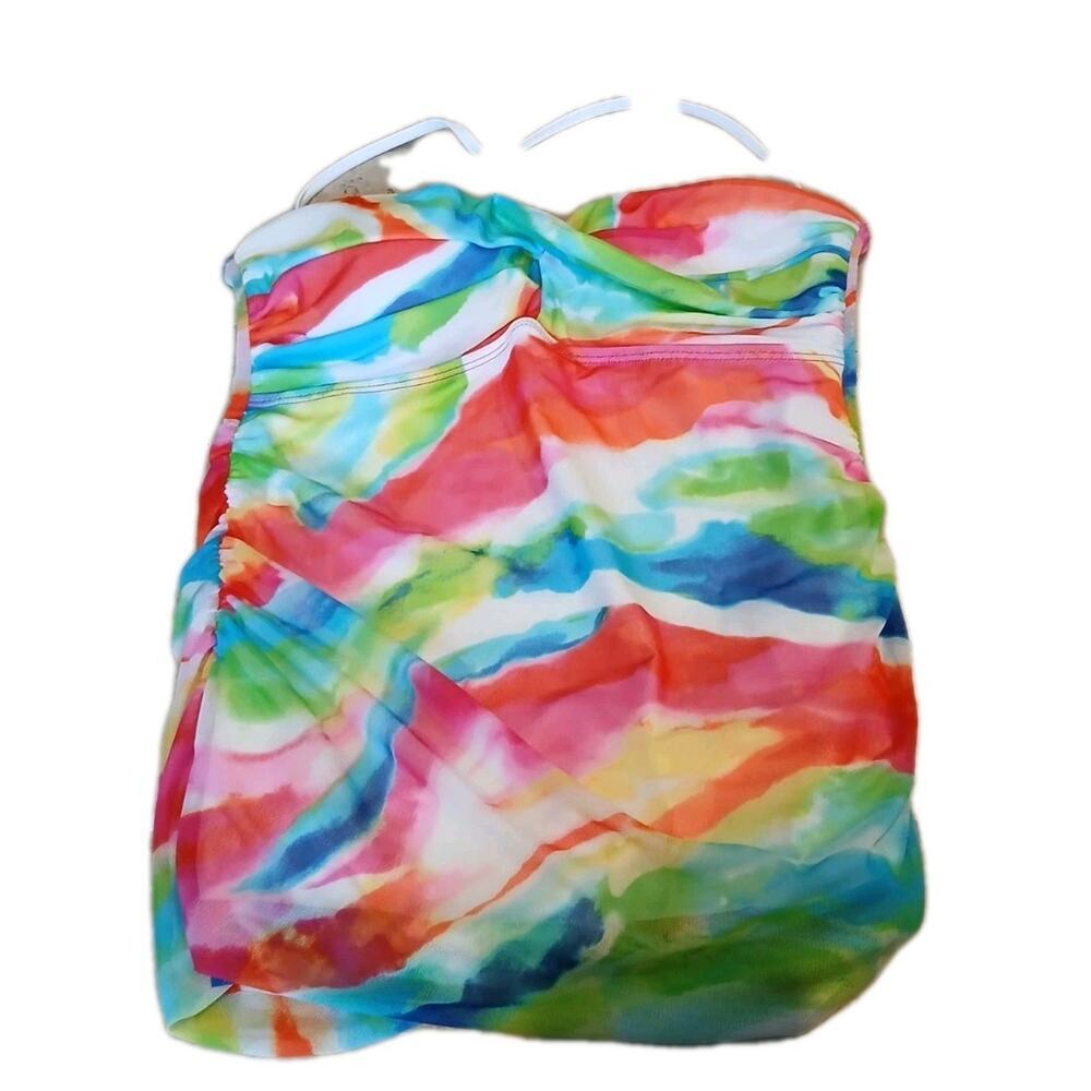 Women’s Swim Suit-LAUREN RALPH LAUREN white Multi‎ Color Halter Tankini Top 12